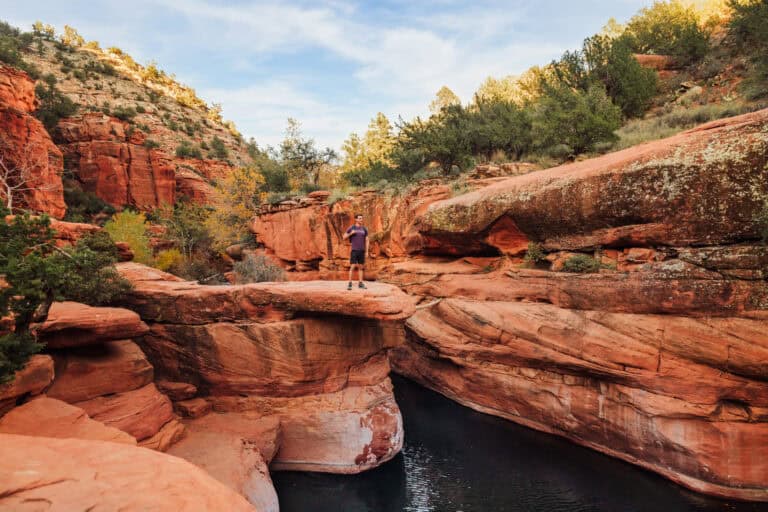 Jared Dillingham at the crack at Wet Beaver Creek near Sedona, Arizona
