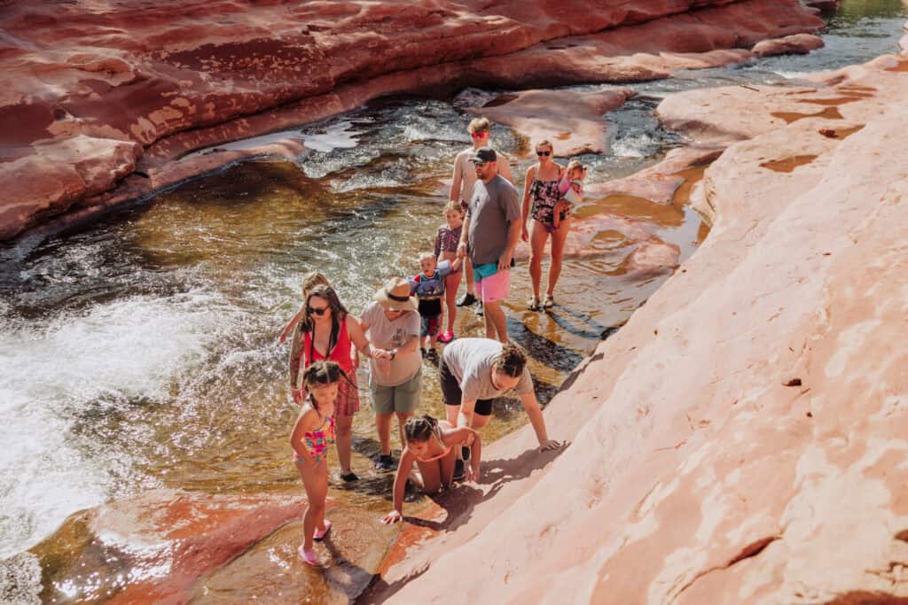 People walking to Slide Rock State Park on Oak Creek